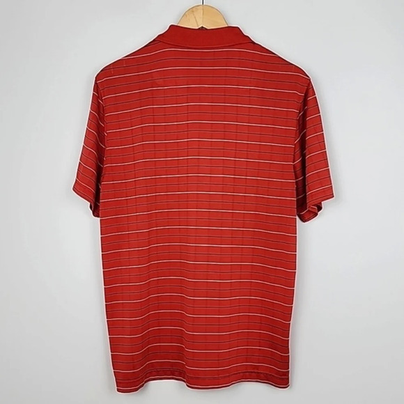 ⭐️3/ $30⭐️ Izod XFG Men's Golf Shirt Cool FX Red Grey & Black Pin Stripes Sz M - Picture 2 of 10